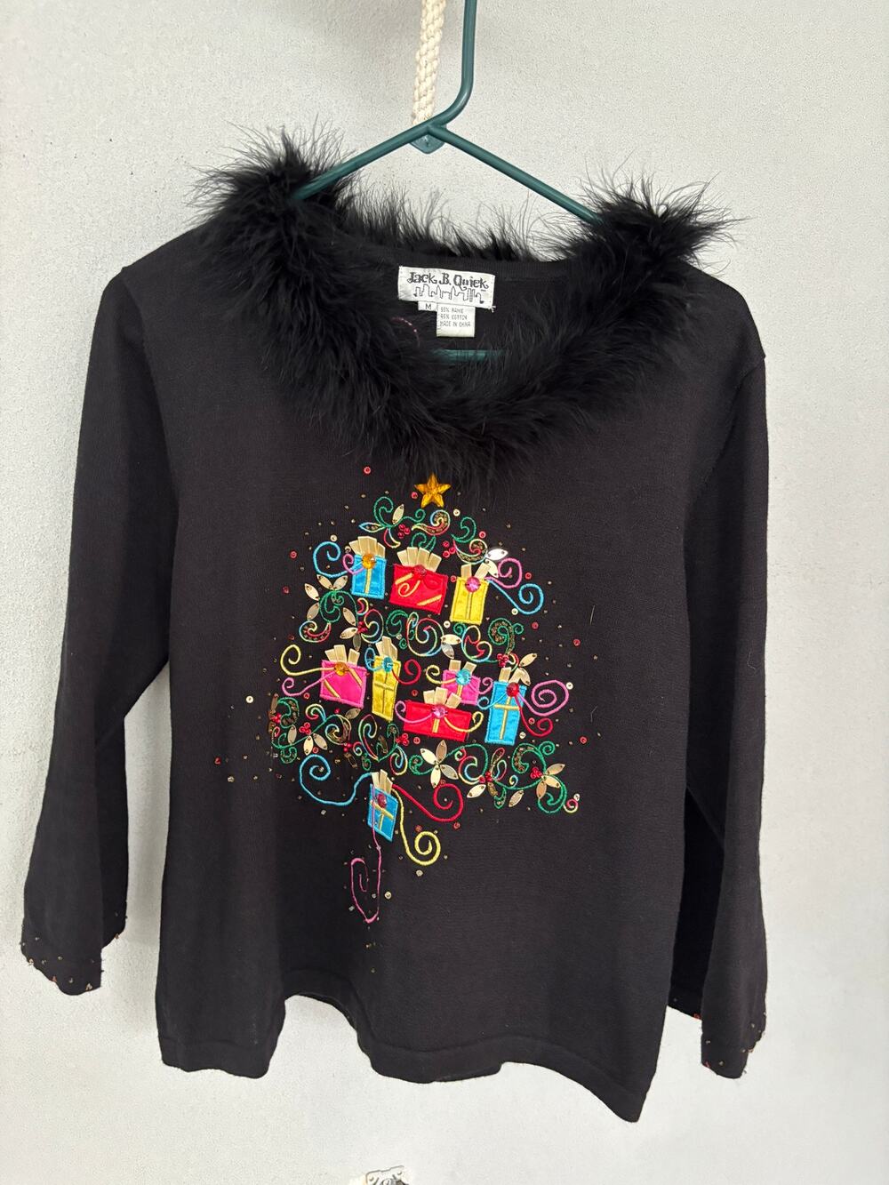 Vintage Jack B. Quick Embellished Christmas Sweater Holiday Grandmacore Ugly